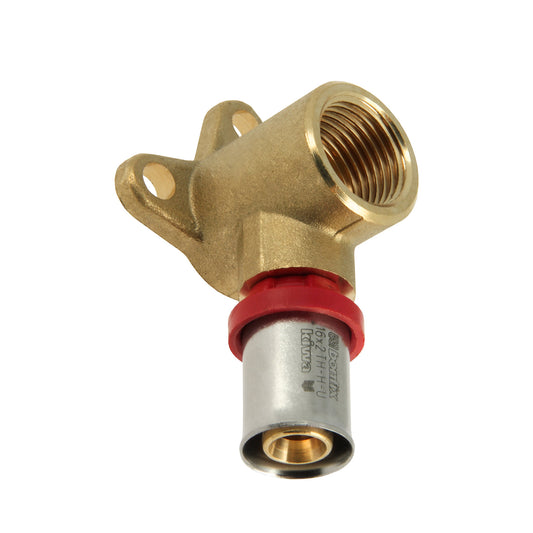 Bonfix Alu-press wall plate elbow, press x female thread, Kiwa, 16 mm x ½", h = 35 mm