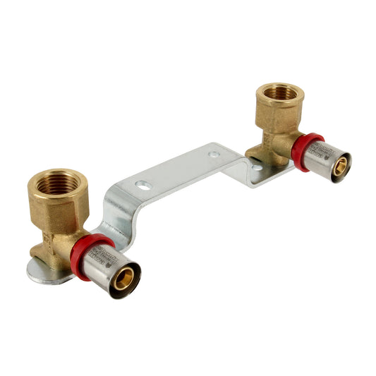 Bonfix Alu-press wall plate bracket, press x female thread, Kiwa, 16 mm x ½"