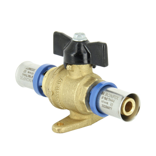 Bonfix Alu-press ball valve, 2x press, Kiwa, 16 mm