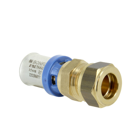 Bonfix Alu-press reducing coupling, press x compression, Kiwa, 16 x 15 mm