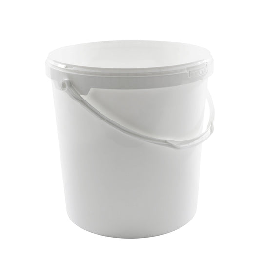 Cylindrical bucket, excluding lid, with plastic handle, JET 210, PP, white, 20 liters