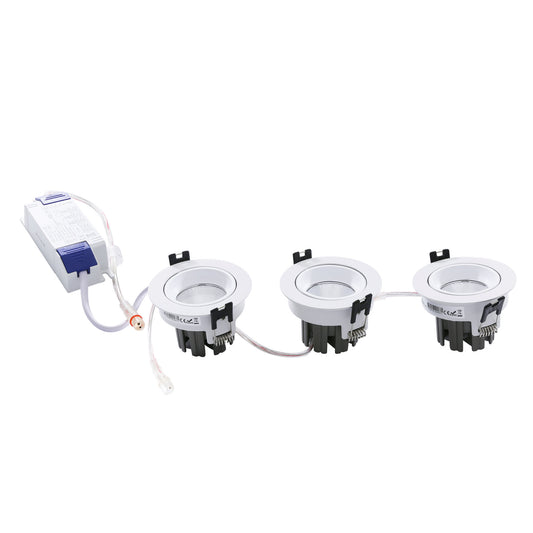 Adurolight® recessed LED spotlight set, Mona, dimmable, 15 W, 2700 K
