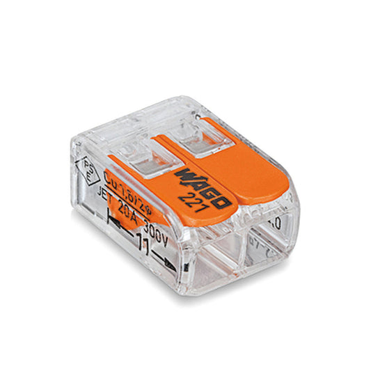 Wago lever connector, relockable, transparent, type 221-612, 2x 0.5-6 mm², blister with 10 pieces