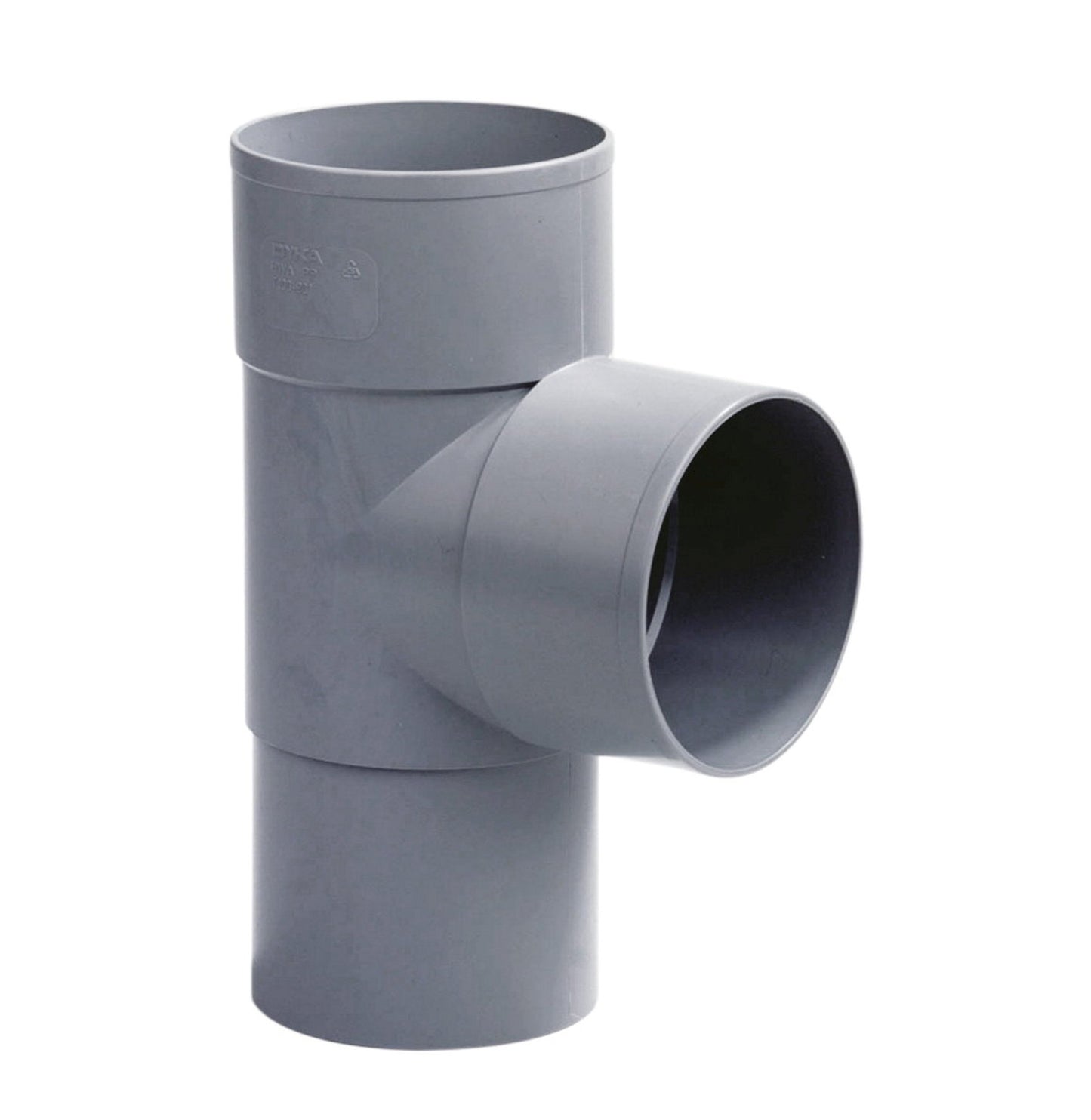 Dyka rainwater T-piece 87.5°, PVC, 2x internal glue, 1x tapered spigot, grey, 80 mm