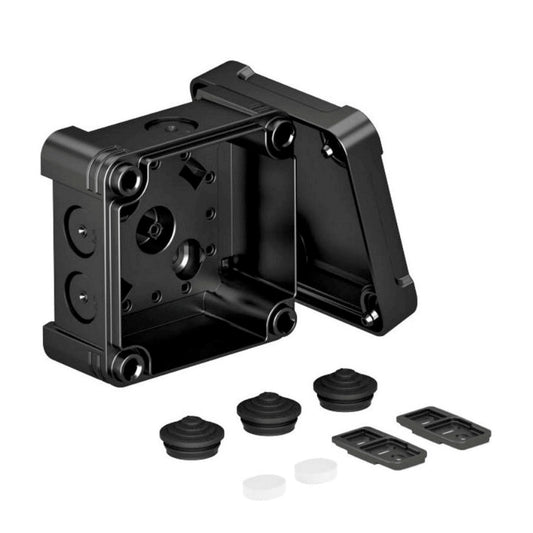 OBO junction box, PC, type X01 SW, graphite black, RAL 9011, 95 x 95 x 60 mm, IP 67, 750 V