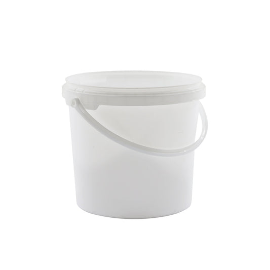 Cylindrical bucket, excluding lid, with plastic handle, JET 26, PP, white, 2,5 liters
