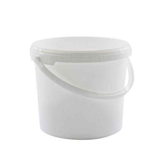Cylindrical bucket, excluding lid, with plastic handle, JET 56, PP, white, 5 litre