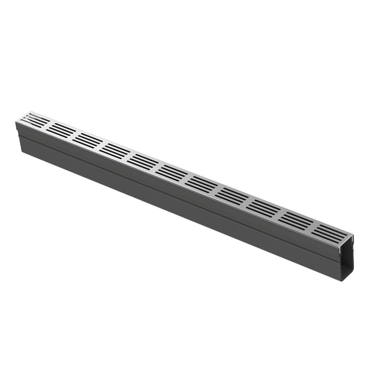Canal de drenaje ACO, tipo Slimline, PVC, incluye rejilla de diseño de aluminio, A15, 100 x 6,1 x 10 cm