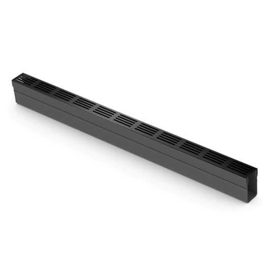 ACO drainage channel, type Slimline, PVC, incl. black aluminium design grating, A15, 100x6.1x10 cm