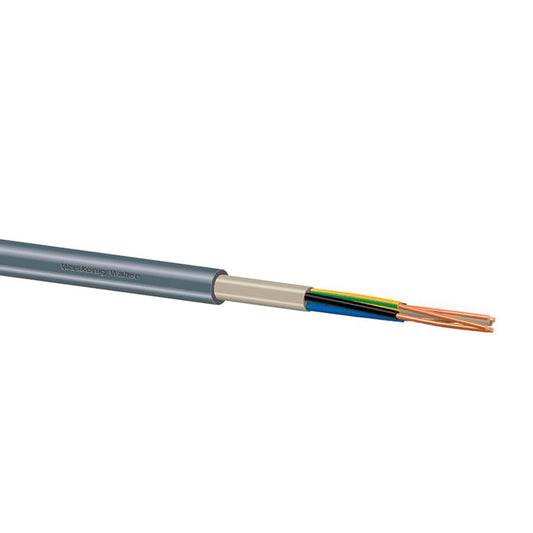 YMvK installation cable, Dca-s2, d2, a3, 5G2.5 mm², gr/gl-bl-br, zw-gr, l = 100 m