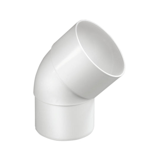 Codo de bajante Dyka de 45°, PVC, cola interior x espiga cónica, blanco, 80 mm