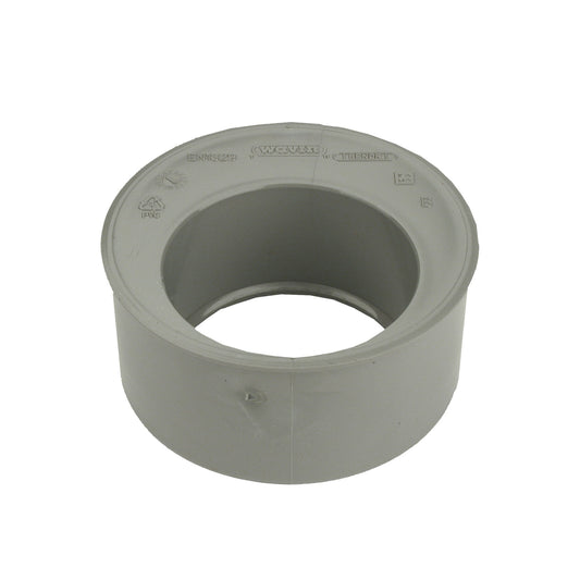 Wavin reducing ring, PVC, eccentric, internal x external glue, grey, KOMO, 75 x 50 mm