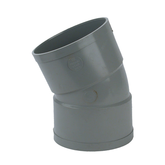 Curva Wavin 22°, PVC, 2x pegamento interior, gris, KOMO, 40 mm