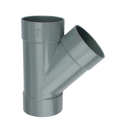 Wavin T-piece 45°, PVC, 3x internal glue, grey, KOMO, 75 mm