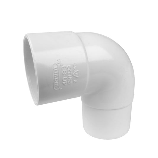 Curva ondulada 88°, PVC, encolado interior x exterior, blanco, RAL 9010, 32 mm