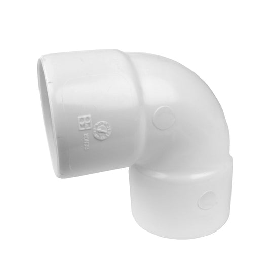 Curva Wavin 88°, PVC, 2x cola interior, blanco, RAL 9010, 32 mm