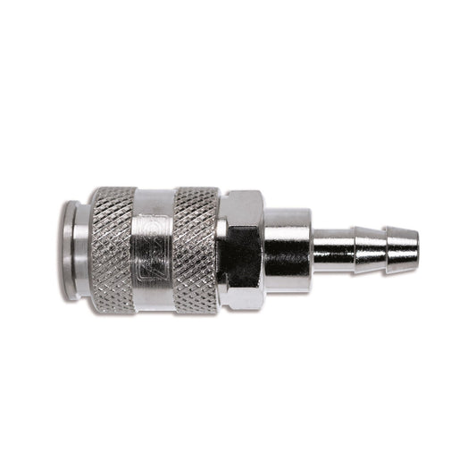 Quick coupling with hose barb, chrome-plated brass, 8 mm