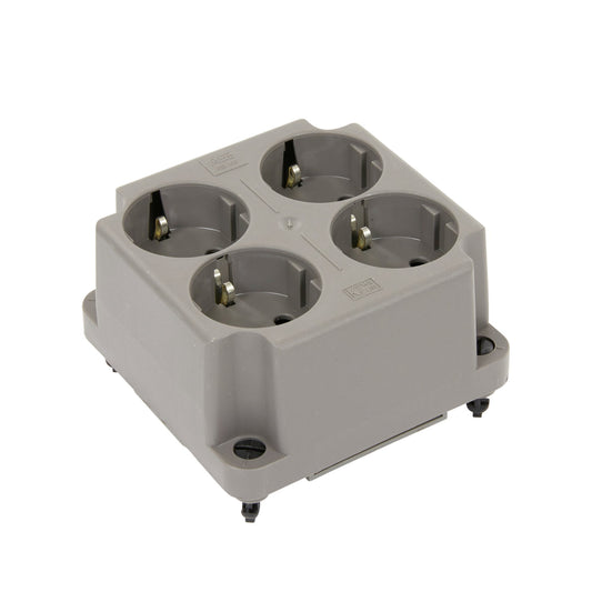 ABB cover with wall socket, 4-way, type 3640W4 S, plastic (recycled), grey