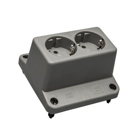 ABB cover with wall socket, 2-way, type 3640W2 S, plastic (recycled), grey