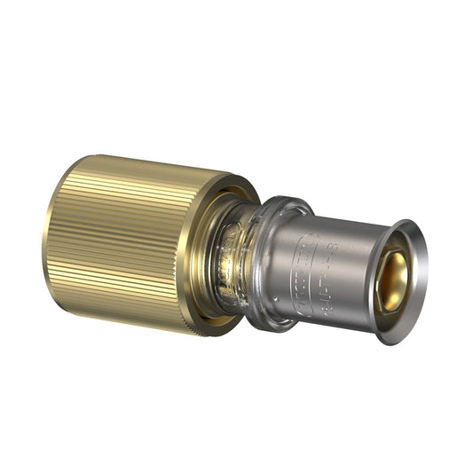 Acoplamiento Wavin Tigris, latón, acero inoxidable, prensa x rosca hembra, tipo M5, EPDM, 16 mm x ½"