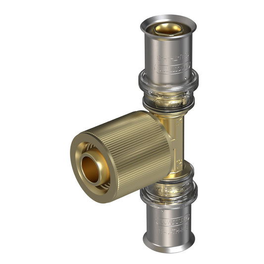 Wavin Tigris transition T-piece 90°, brass, 2x press/1x female thread, type M5, epdm, 16 mm x ½"