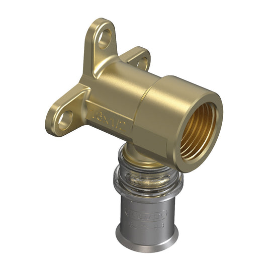 Wavin Tigris wall plate elbow, brass, SS, press x female thread, type M5, EPDM, 16 mm x ½"