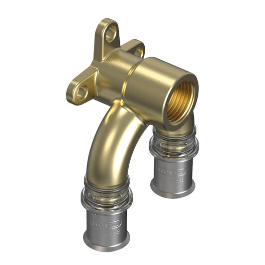 Wavin Tigris double wall plate elbow, brass, SS, 2x press / 1x f. thread, type M5, EPDM, 16 mm x ½"