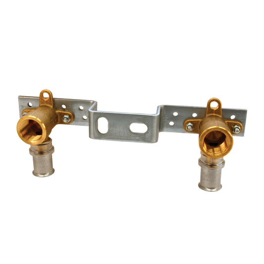 Wavin Tigris mounting bracket with wall plates, brass, SS, 2x press/2x f. thread, type M5, 16mm x ½"