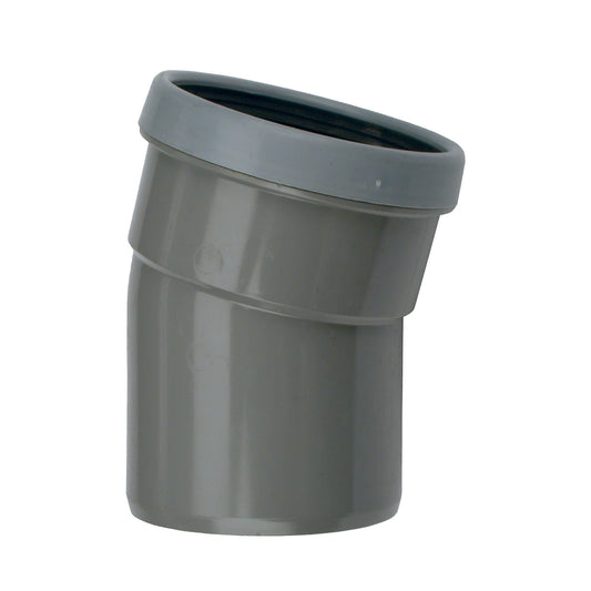 Curva Wavin de 15°, PVC, manguito x espiga, gris, KOMO, SN4, 125 mm