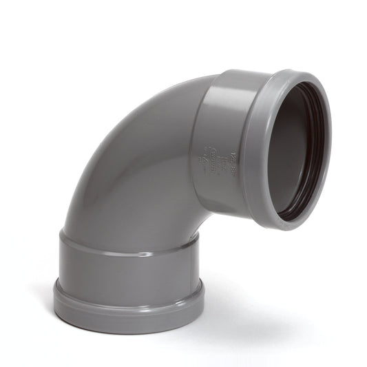 Curva Wavin 88°, PVC, 2 manguitos, gris, KOMO, SN4, 160 mm
