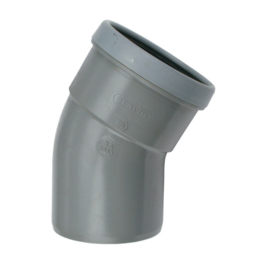 Curva Wavin 30°, PVC, manguito x espiga, gris, KOMO, SN4, 125 mm