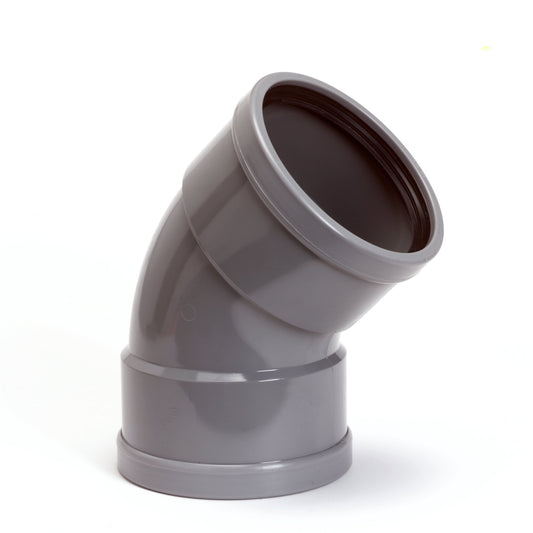Curva Wavin de 45°, PVC, 2 manguitos, gris, KOMO, SN4, 125 mm