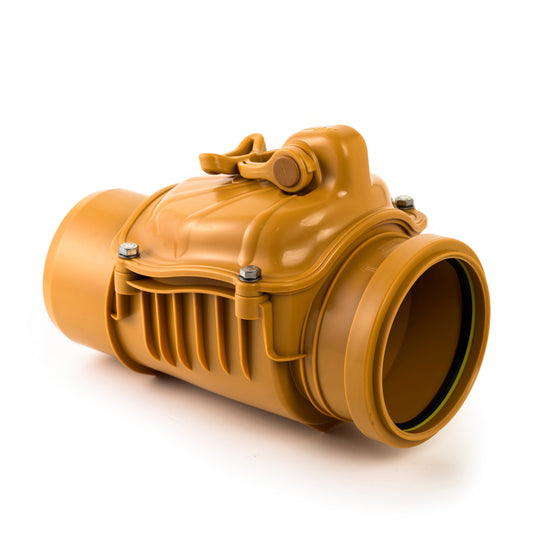 Karmat access piece + stainless steel check valve and lock, PP, cuff x spigot, red brown, 125 mm