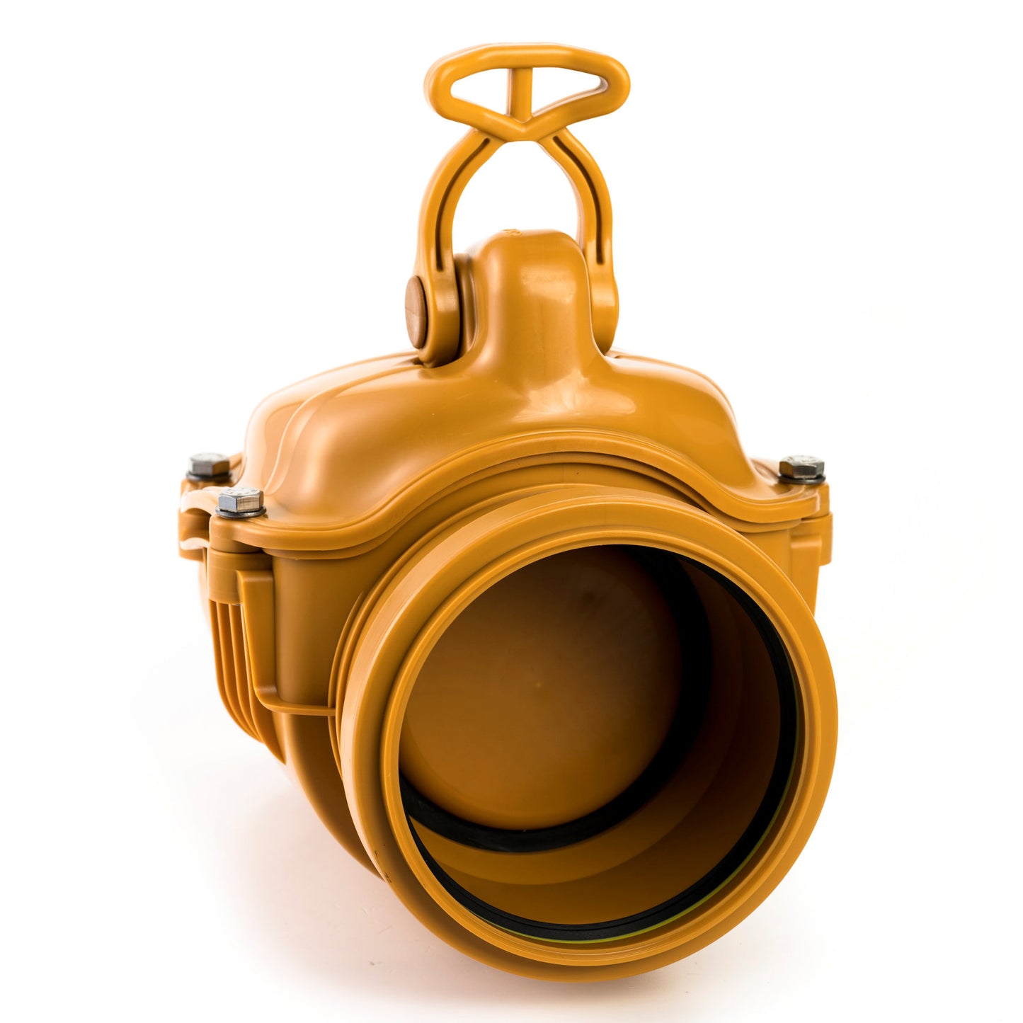 Karmat access piece + stainless steel check valve and lock, PP, cuff x spigot, red brown, 125 mm