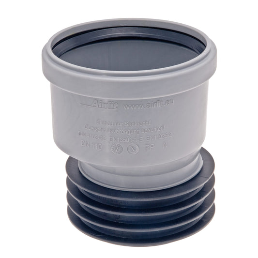Airfit insert, PP, eccentric, tapered spigot/2x cuff, grey, 110 x 110 mm