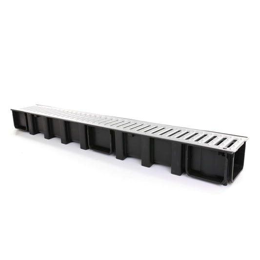 Nicoll drainage channel, type Connecto 100, incl. galvanized slotted grating, A15, 100x13.6x9.8 cm