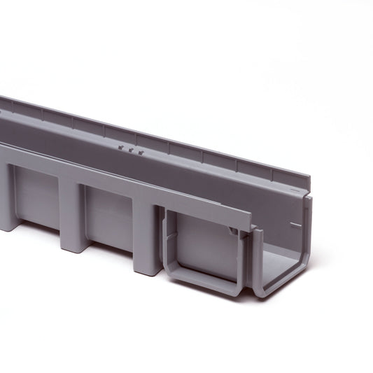 Nicoll drainage channel, type Connecto 100, PP, grey, excl. grating, 100 x 13.6 x 11.5 cm