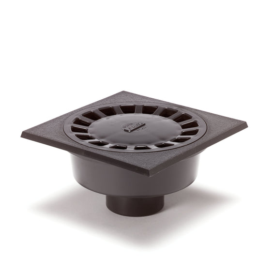 Nicoll floor drain with PVC grating, PVC, 200 x 290 mm, bottom outlet 75 mm, 15 kN