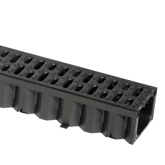 ACO drainage channel, type Hexaline, PE, incl. galvanized slotted grating, A15, 100 x 12,5 x 8,2 cm