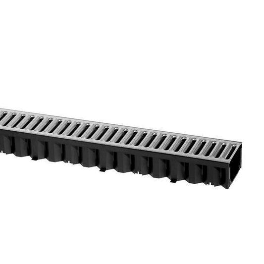 ACO drainage channel, type Hexaline, PE, with galvanized slotted grating, A15, 100 x 12.5 x 8.1 cm
