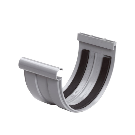 Nicoll Techtan connecting piece for half round gutter, PVC, clamp, 170 mm, light grey