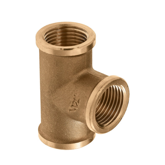 Bonfix screw T-piece 90°, brass, 3x female thread, ¼"