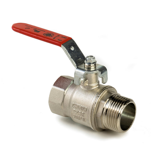 RIV ball valve, chrome-plated brass, male x female thread, type 4331, 32 bar, 1"