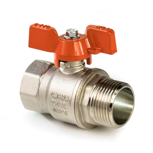 RIV ball valve, chrome-plated brass, male x female thread, type 4334, 32 bar, ¾"