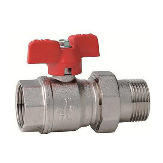 RIV ball valve, chrome-plated brass, male x female thread, type 4574, 32 bar, ¾"