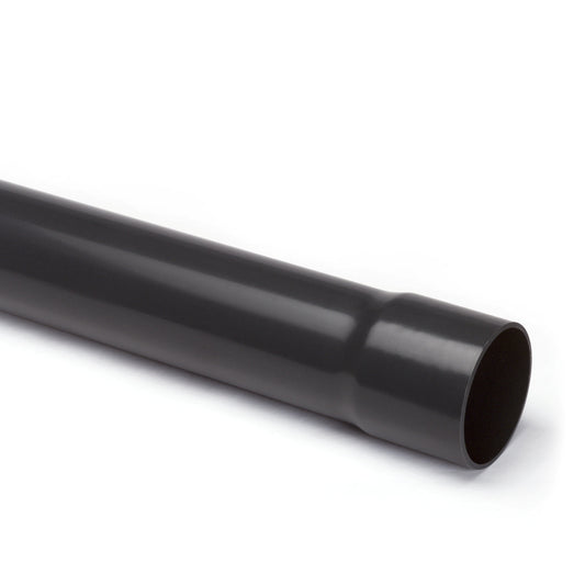 Omniplast pressure pipe with moulded adhesive socket, PVC, dark grey, 50x2.4mm, 10 bar, l=5m, Kiwa