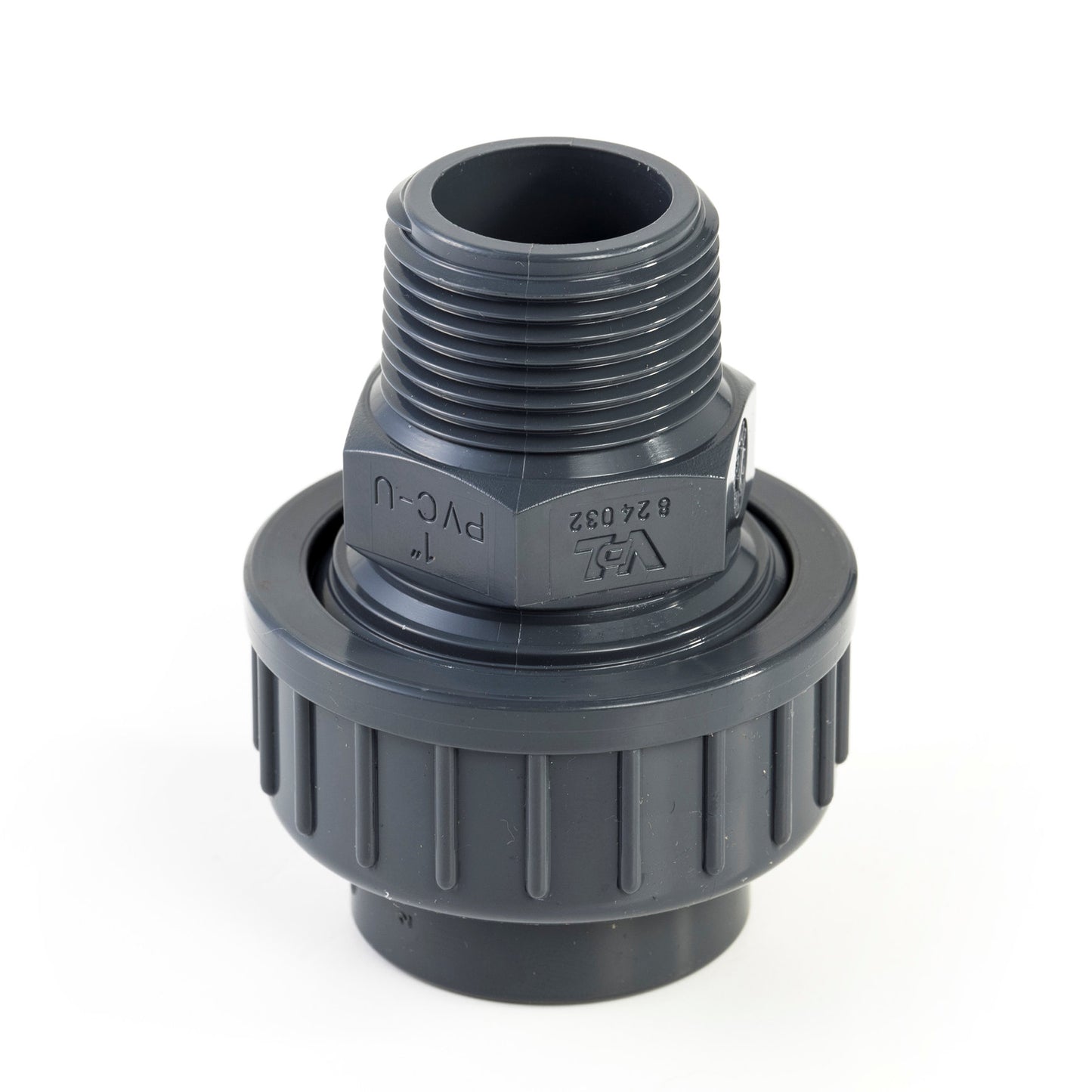 VDL 3-piece coupling, PVC, internal glue x male thread, 16 bar, 32 mm x 1"