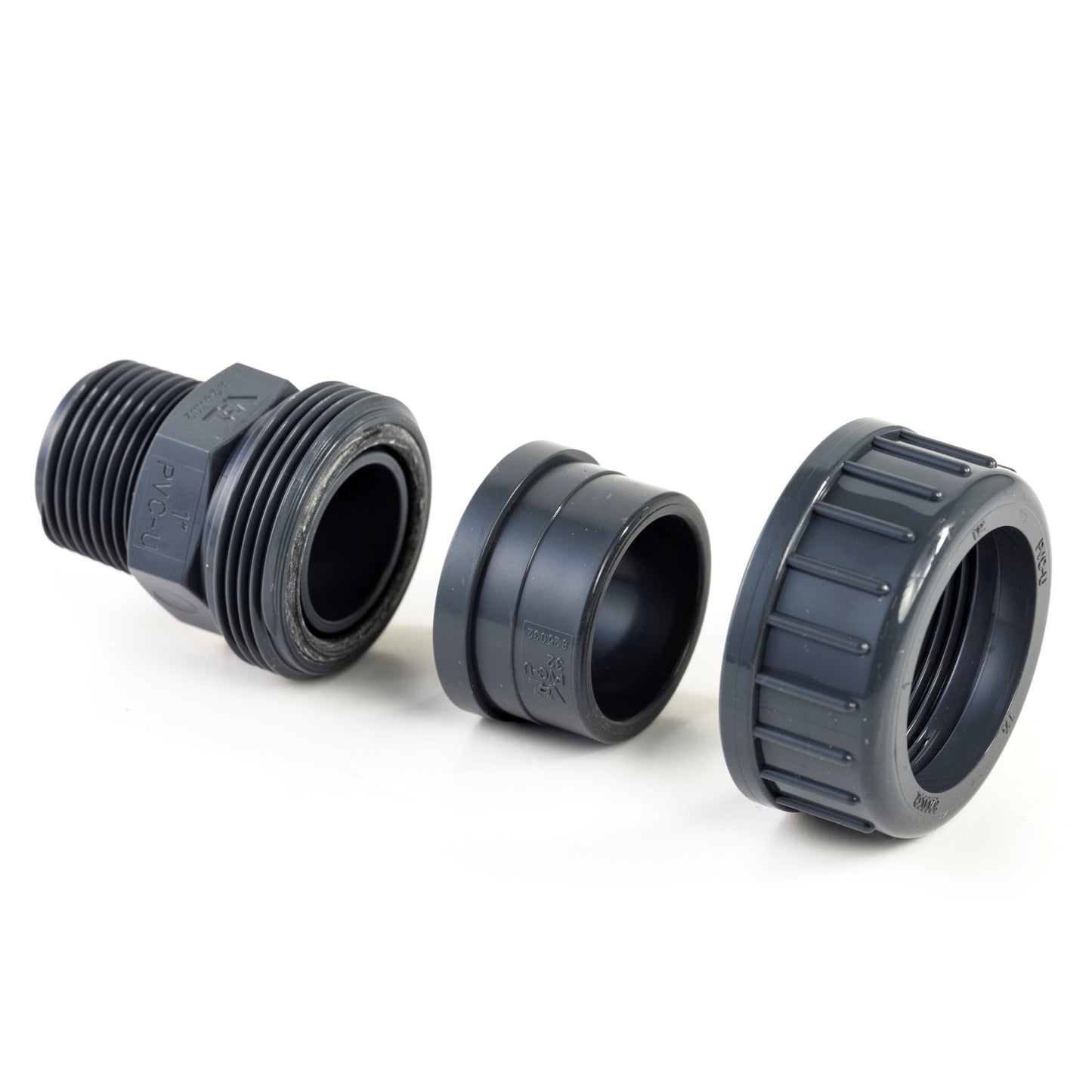 VDL 3-piece coupling, PVC, internal glue x male thread, 16 bar, 32 mm x 1"