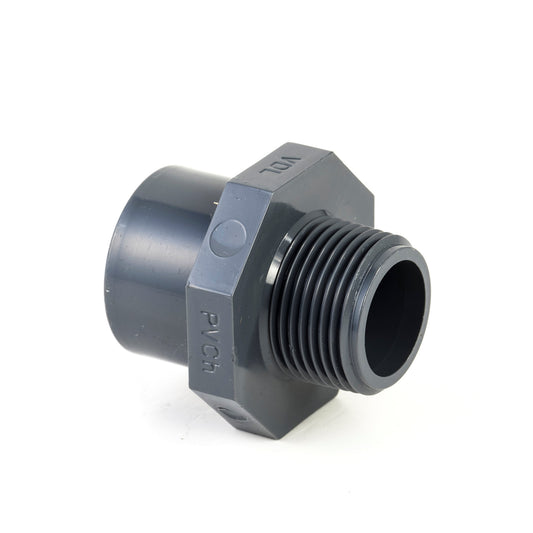 VDL insert threaded socket, PVC, external bond x male thread, 16 bar, 20 mm x ½"