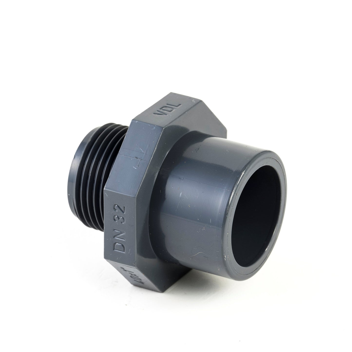 VDL insert threaded socket, PVC, external bond x male thread, 16 bar, 40 mm x 1"